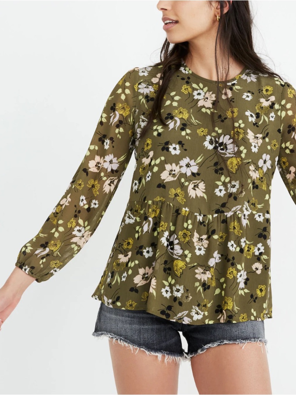 Madewell Georgette Peplum Top in Wildblooms